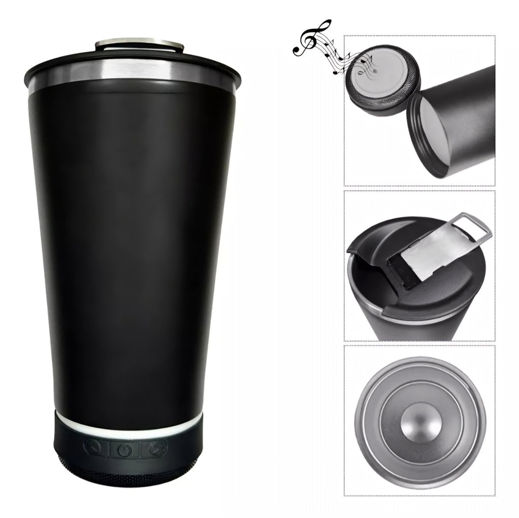 VASO TERMICO 473ML CON PARLANTE BLUETOOTH Y DESTAPADOR