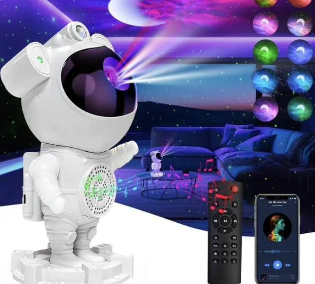 Proyector LED Astronauta 2 en 1 Parlante Bluetooth con Control