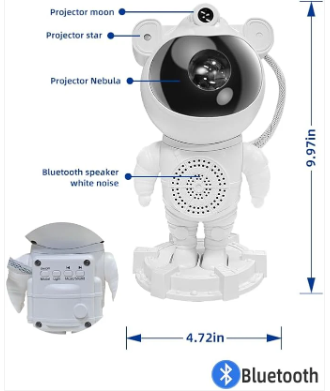 Proyector LED Astronauta 2 en 1 Parlante Bluetooth con Control