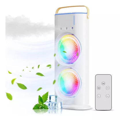 VENTILADOR DOBLE  HUMIDIFICADOR + LUCES