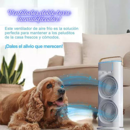 VENTILADOR DOBLE  HUMIDIFICADOR + LUCES