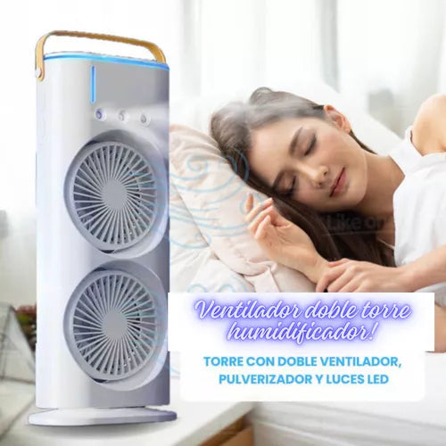 VENTILADOR DOBLE  HUMIDIFICADOR + LUCES