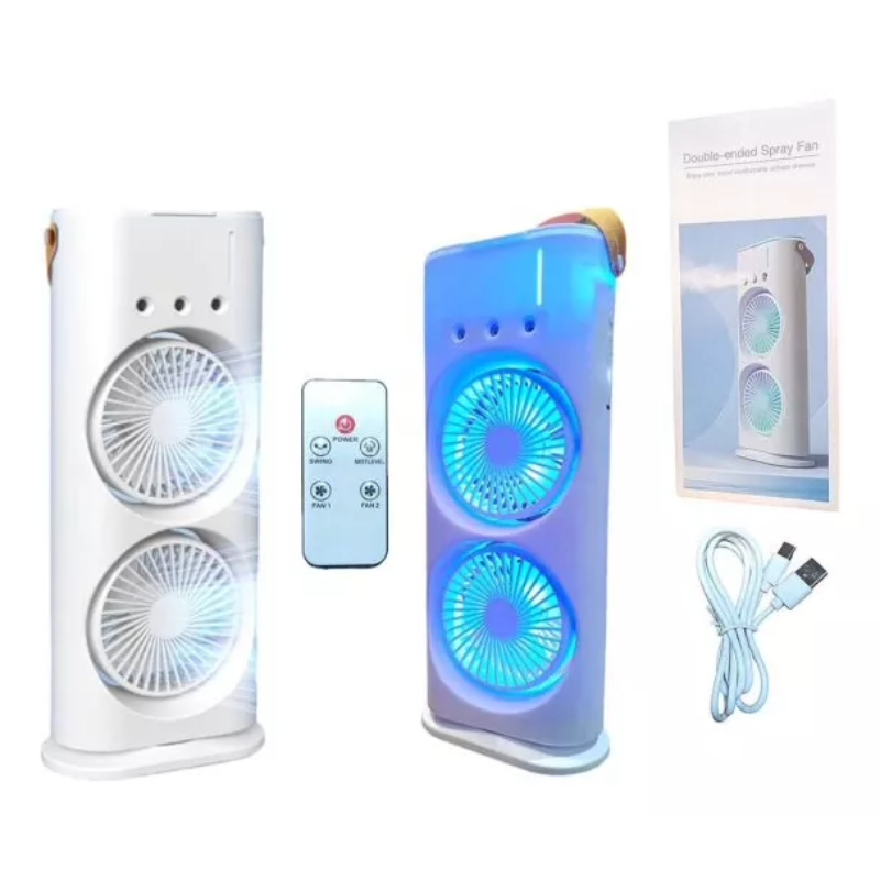 VENTILADOR DOBLE  HUMIDIFICADOR + LUCES